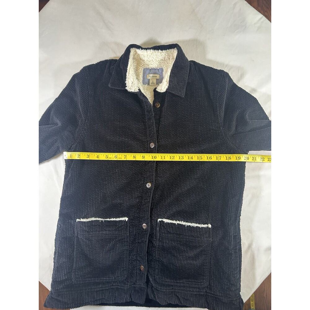 LL Bean Corduroy Sherpa Lined Button Shacket Womens Size Small Black Chore Cozy - Picture 8 of 10